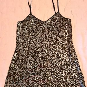 Small Black & Silver Sequined Tank Top